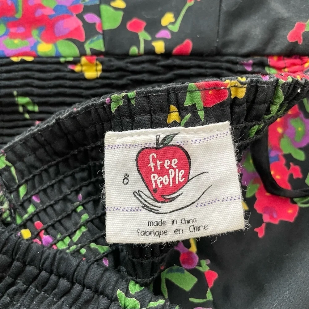 Free People Poison Apple Black Floral Full Zip Mini Dress